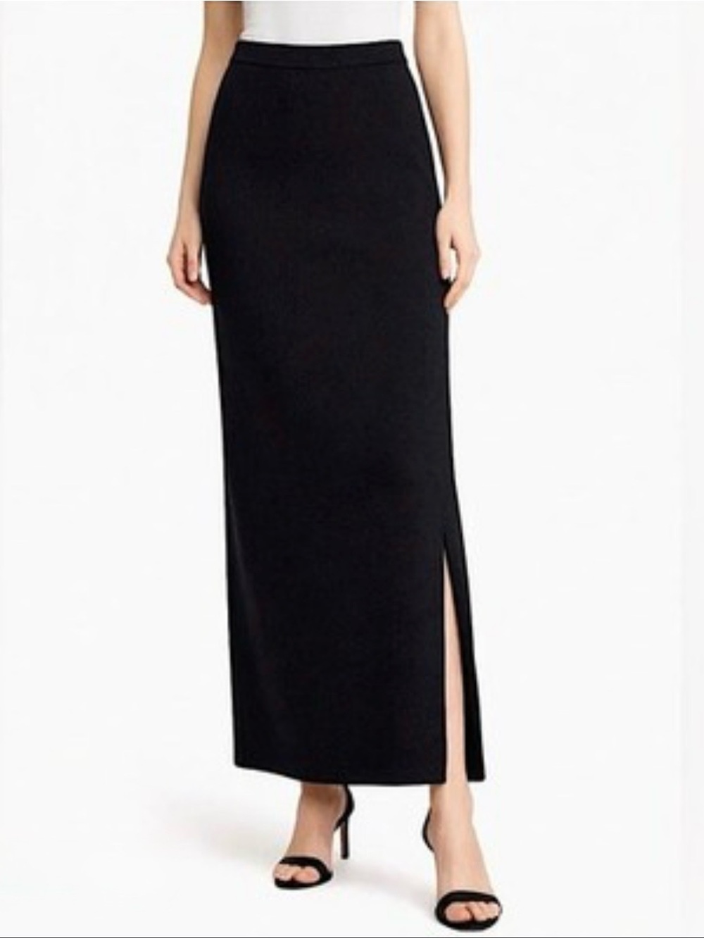St John Evening Marie Gray Womens Black Santana Knit Maxi Skirt Quiet Luxury 6